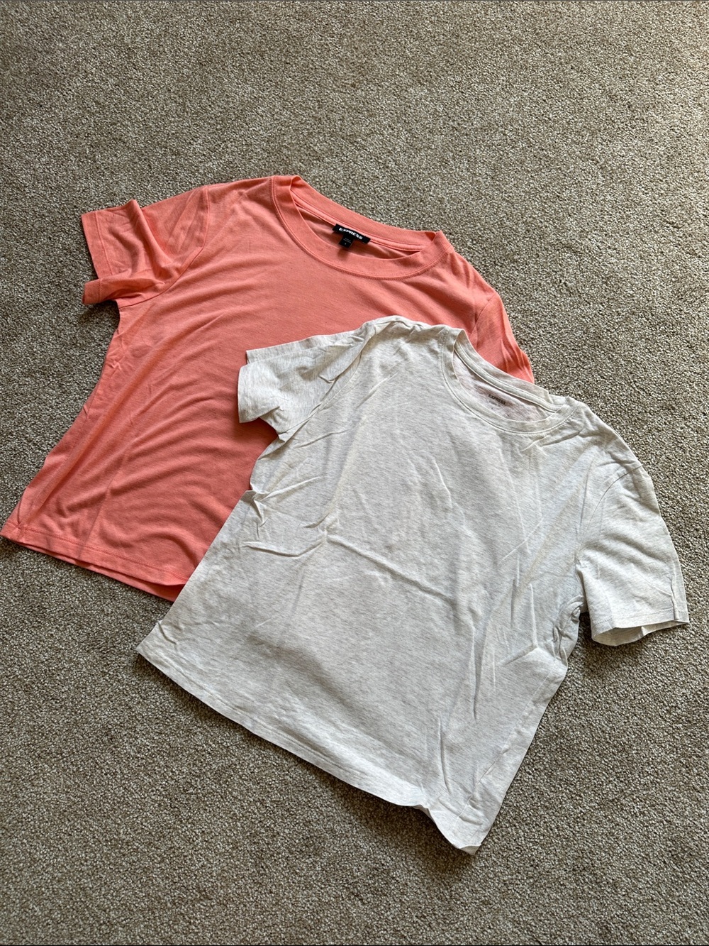 Express Short Sleeve Tees - Coral & Cream